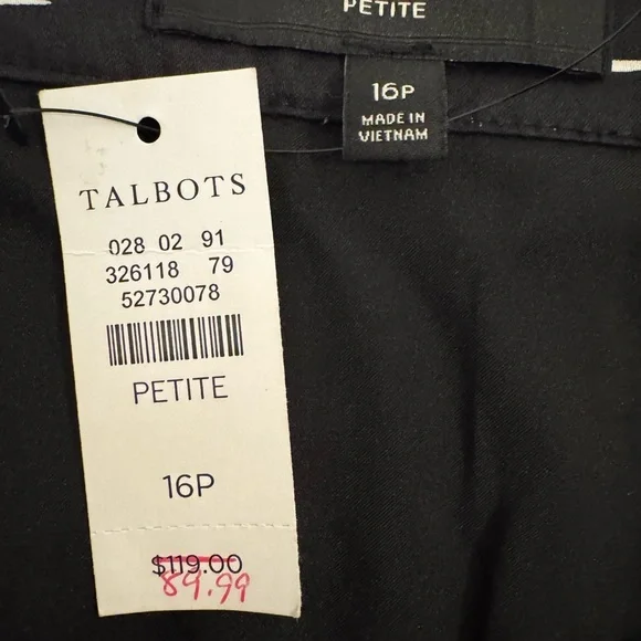 Talbots Black and White Geo Print Pleated Midi Skirt Sz 16P - Picture 3 of 5